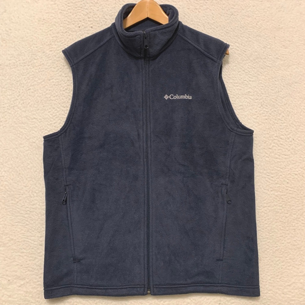 Columbia Steens Mountain Fleece Vest Mens M Navy Blue Full Zip Gorpcore Hiking